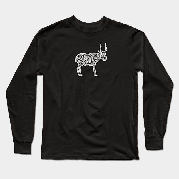 Saiga Antelope - hand drawn endangered animal design Long Sleeve T-Shirt by Green Paladin